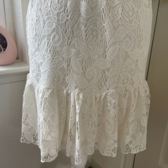 Vintage Off-White Sheer Lace Midi Dress, Romantic Cottagecore Prairie Aesthetic - Picture 7 of 10